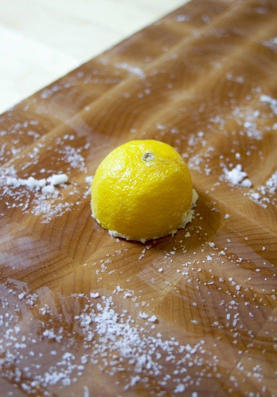Hack #83: Clean wooden cutting board with lemon and salt