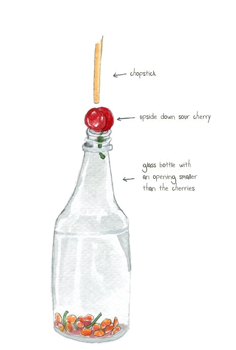 Hack #1: Pit Cherries quickly with a straw and glass bottle