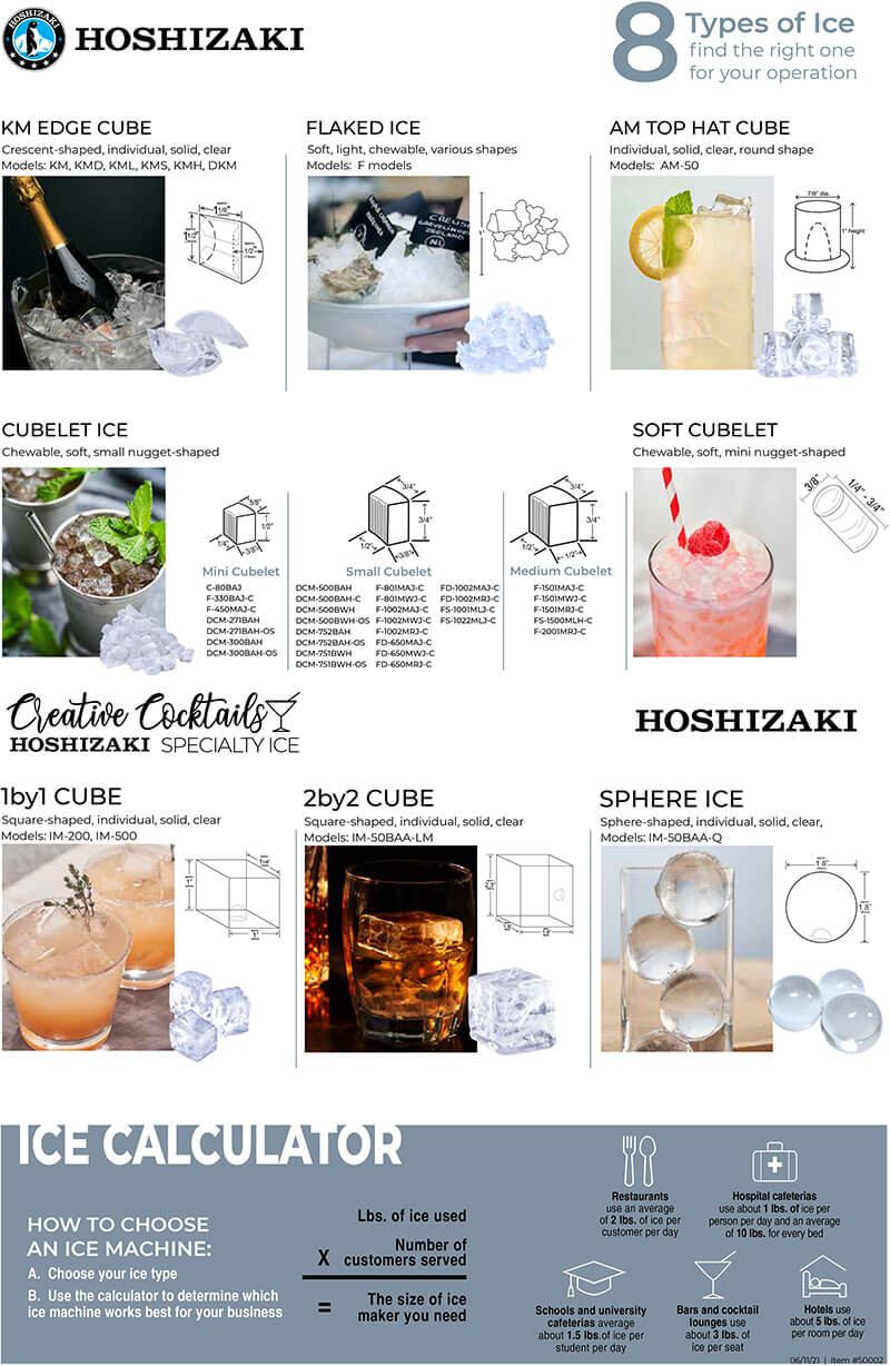 8 Types of Hoshizaki Ice Infographic