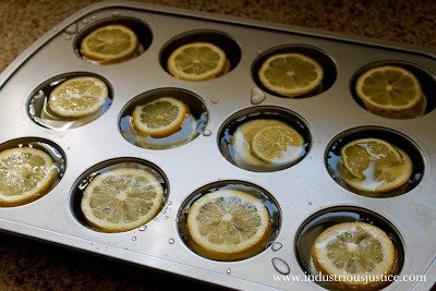 Hack #48: Freeze lemons in a cupcake pan for large cubes meant for pitchers