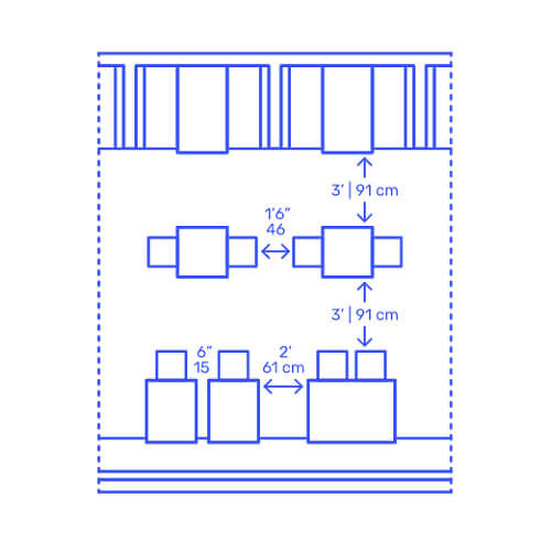 Small Tables Grouped Perpendicular