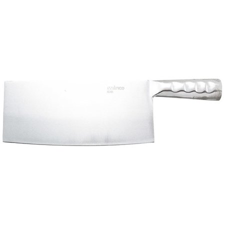 Winco KC-101 8 in. High-Carbon Stainless Chinese Cleaver w/ Wooden Handle 