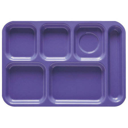 GET TR-152-PB, 13 3/4 x 10 ABS 6 Compartment Cafeteria Tray, Peacock Blue  (12/Case)