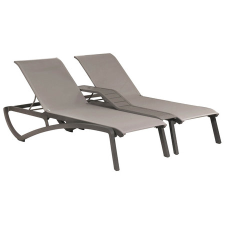 Grosfillex US946289, Sunset Stackable Duo Chaise Lounge Chair, Gray