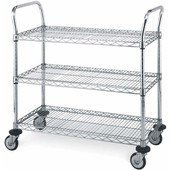 MW707 Metro, 36" x 21" Super Erecta™ MW Chrome Utility / Bus Cart w/ 3 Shelves