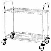 2SPN43DC Metro, 36" x 21" Super Erecta SP Chrome Utility / Bus Cart w/ 2 Shelves
