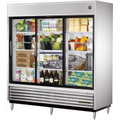 TSD-69G-LD True, 78" 3 Glass Slide Door Reach-In Refrigerator, TSD Series