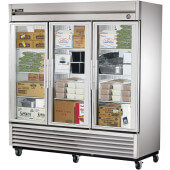 T-72FG-HC~FGD01 True, 78" 3 Glass Door Reach-In Freezer, T-Series