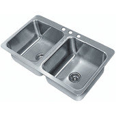 SS-2-4521-10 Advance Tabco, 2 Compartment Stainless Steel Drop-In Sink, Smart Series