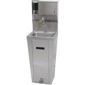 7-PS-95 Advance Tabco, Hand Sink w/ Hands Free Foot Pedal Valve Splash Mount Faucet, Towel & Soap Dispenser