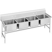 93-24-80 Advance Tabco, 97" Four Compartment Sink w/ No Drainboard, Standard