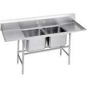 93-62-36-36RL Advance Tabco, 113" Two Compartment Sink w/ 2 Drainboards, Standard