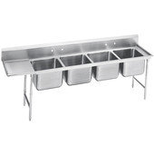 9-4-72-36 Advance Tabco, 113" Four Compartment Sink w/ 1 Drainboard, Super Saver