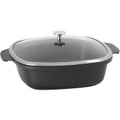 8268-8/28 Spring USA, 4 Quart Square Motif Induction Casserole Dish, Titanium Black