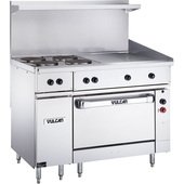 EV48S-4FP24G480 Vulcan, 19.8 kW Electric Restaurant Range, 4 French Plate, 24" Thermostatic Griddle, Standard Oven