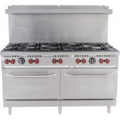 SX60-10BN Vulcan, 340,000 Btu Natural Gas Restaurant Range, 10 Burner, 2 Standard Oven
