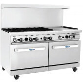 AGR-6B24GR-NG CookRite, 294,000 Btu Natural Gas Restaurant Range, 6 Burner, 2 Standard Oven, 24" Manual Griddle