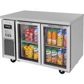 JUR-48-G-N Turbo Air, 48" 2 Glass Door Undercounter Refrigerator, J Series