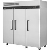 M3F72-3-N Turbo Air, 78" 3 Solid Door Reach-In Freezer, M3 Series