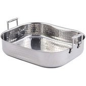 60010CLDHF Bon Chef, 16.75" Cucina Rotisserie Pan, Stainless Steel, Induction Bottom, Hammered Finish