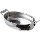 60029HF Bon Chef, 36 oz. Cucina Casserole Dish, Oval, Stainless Steel, Hammered Finish