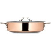 60030-COPPERHL Bon Chef, 6 Quart Cucina Brazier Pan, Copper w/ Hinged Lid