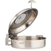 60030SHL Bon Chef, 6 Quart Cucina Brazier Pan, Stainless Steel w/ Slow Down Hinged Glass Lid