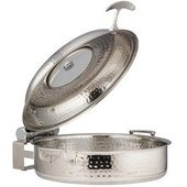 60030HFSHL Bon Chef, 6 Quart Cucina Brazier Pan, Stainless Steel, Hammered Finish w/ Slow Down Hinged Glass Lid