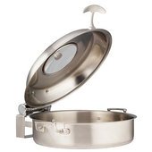 60032SHL Bon Chef, 9 Quart Cucina Brazier Pan, Stainless Steel w/ Slow Down Hinged Glass Lid