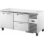 TUC-67D-2-HC~SPEC3 True, 67" 1 Solid Door, 2 Drawer Deep Undercounter Refrigerator, Spec Series