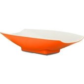 53703-2TONEORANGE Bon Chef, 32 oz. Curved Orange / White Melamine Rectangular Serving Bowl