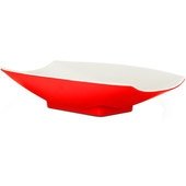 53703-2TONERED Bon Chef, 32 oz. Curved Red / White Melamine Rectangular Serving Bowl