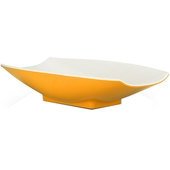 53703-2TONEYELLOW Bon Chef, 32 oz. Curved Yellow / White Melamine Rectangular Serving Bowl