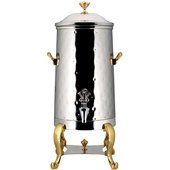 49001-H-E Bon Chef, 1.5 Gallon Insulated Electric Hammered Stainless Steel Coffee Urn w/ Brass Trim