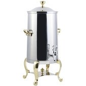 49003 Bon Chef, 3 Gallon Insulated Stainless Steel Coffee Urn w/ Brass Trim