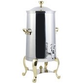 49003-E Bon Chef, 3 Gallon Insulated Electric Stainless Steel Coffee Urn w/ Brass Trim