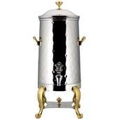 49005-H-E Bon Chef, 5 Gallon Insulated Electric Hammered Stainless Steel Coffee Urn w/ Brass Trim
