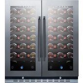 SWC3066B Summit Appliance, 2 Swing Glass Door Wine Cellar Cabinet, Dual Temperature, 12 Shelves
