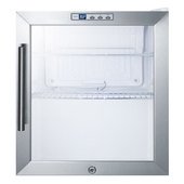 SCR215LCSS Accucold, 17" 1 Swing Glass Door Countertop Merchandiser Refrigerator, Stainless Steel