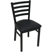 CM-234-BLK Oak Street Manufacturing, Standard Ladder Back Series Restaurant Chair w/ Black Vinyl Seat