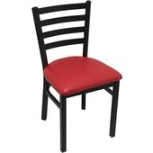 CM-234-RED Oak Street Manufacturing, Standard Ladder Back Series Restaurant Chair w/ Red Vinyl Seat