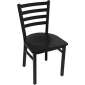 CM-234-WB Oak Street Manufacturing, Standard Ladder Back Series Restaurant Chair w/ Black Finish Wood Seat