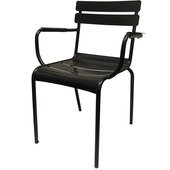 CM-825 Oak Street Manufacturing, Newport Metal Slat Style Outdoor Arm Chair, Black