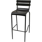 BM-824 Oak Street Manufacturing, Newport Metal Slat Style Outdoor Bar Stool, Black