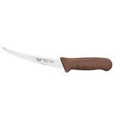 KWP-60N Winco, 6" Stäl High Carbon Stainless Steel Flexible Curved Boning Knife w/ Brown Handle