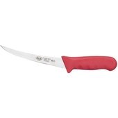 KWP-60R Winco, 6" Stäl High Carbon Stainless Steel Flexible Curved Boning Knife w/ Red Handle