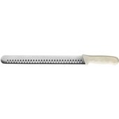 KWP-123 Winco, 12" Stäl Stainless Steel Slicer Knife w/ Hollow Ground Edge & White Handle