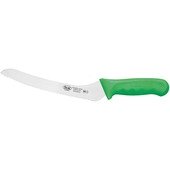KWP-92G Winco, 9" Stäl Stainless Steel Offset Serrated Bread Knife w/ Green Handle