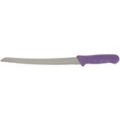 KWP-91P Winco, 9.5" Stäl Stainless Steel Serrated Bread Knife w/ Purple Allergen Free Handle