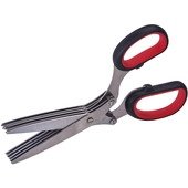 KS-05 Winco, 7.75" 5 Blade Stainless Steel Herb Shears w/ Rubber Handles
